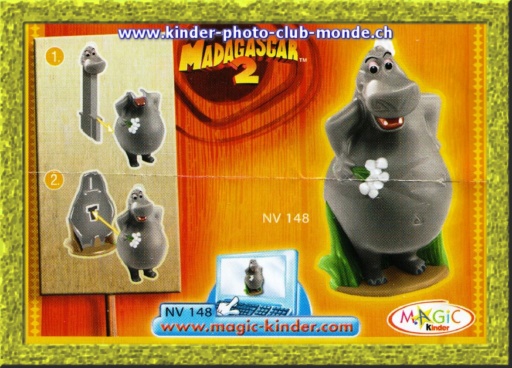 BPZ - Kinder - Madagascar 2 - NV 148 - l'hippopotame Gloria.