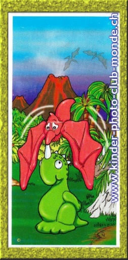 BPZ - K01 n 01 r- dinosaure vert et Peteinosaurus rose. 2000